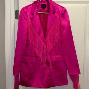 Nasty Gal Fuchsia Fringe Blazer